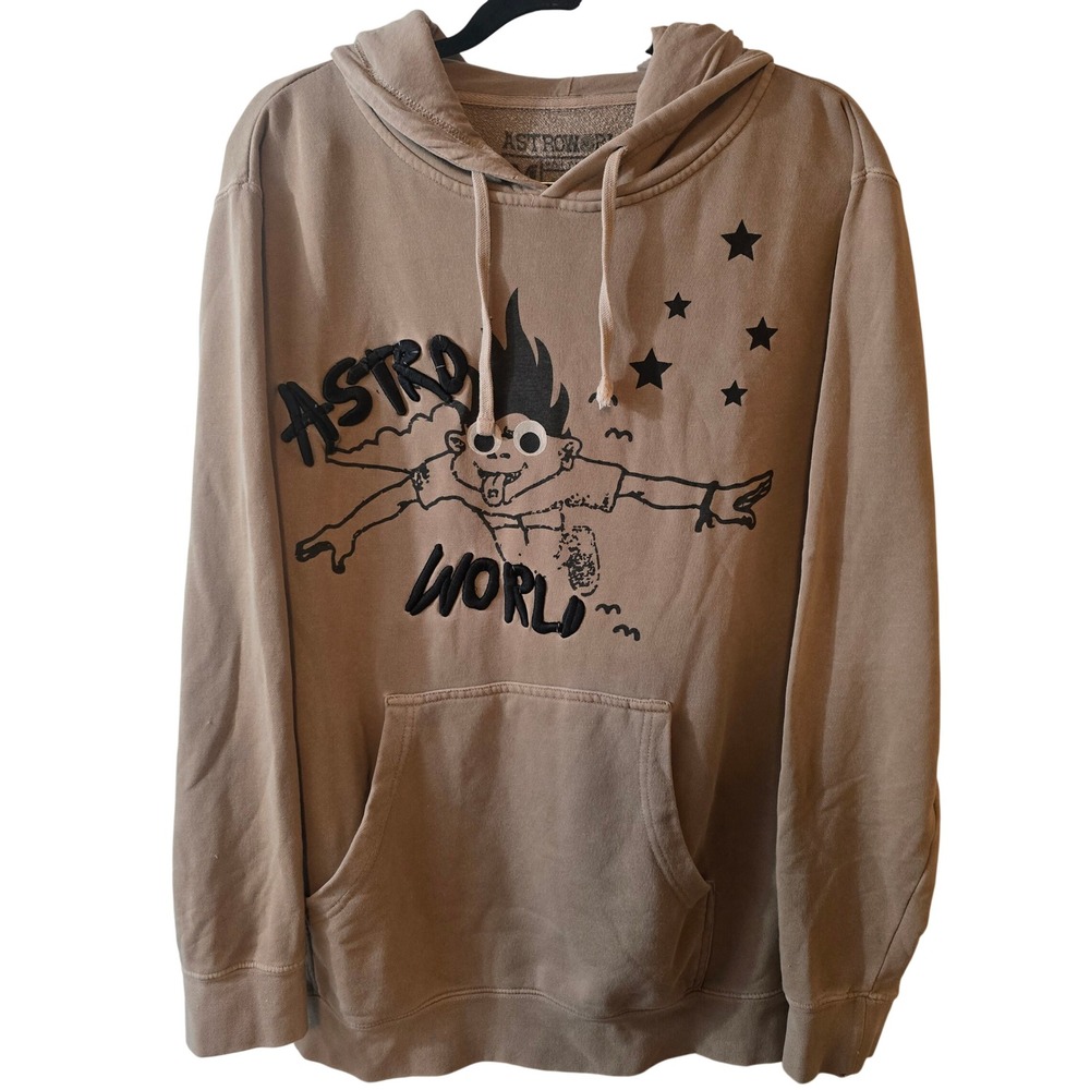 Travis Scott Astroworld Look Mom I Can Fly Hoodie Tan Men's size Medium‎